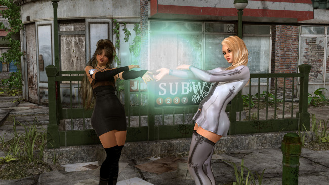 Обои картинки фото 3д графика, фантазия , fantasy, девушки, взгляд, фон, магия