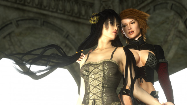 Обои картинки фото 3д графика, люди , people, девушки, взгляд, фон