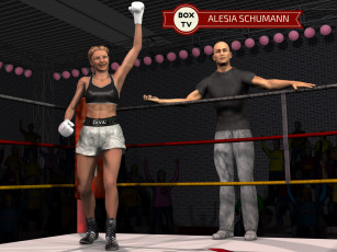 Картинка 3д+графика спорт+ sport победа девушка ринг фон взгляд