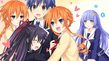 обоя аниме, date a live, фон, взгляд, девушки