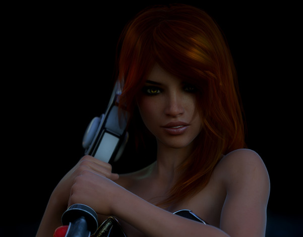 Обои картинки фото 3д графика, портрет , portraits, девушка, взгляд, фон