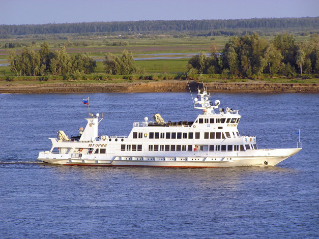 Обои картинки фото югория, корабли, теплоходы, река, теплоход