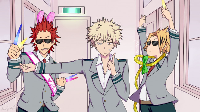 Обои картинки фото аниме, boku no hero academia, парни, взгляд, фон