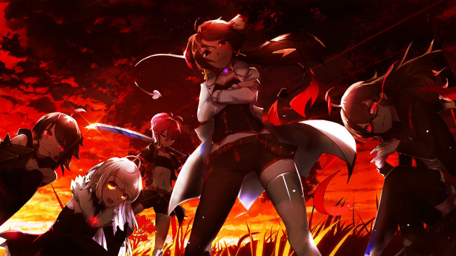 Обои картинки фото аниме, оружие,  техника,  технологии, фон, взгляд, девушка