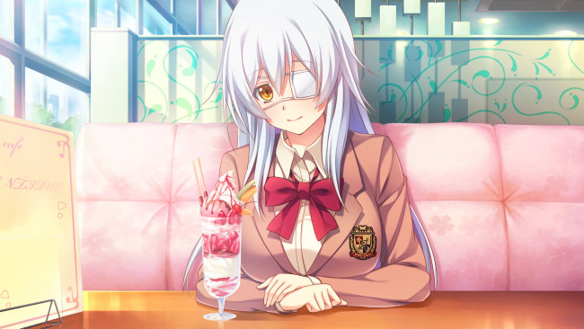 Обои картинки фото аниме, unknown,  другое, взгляд, девушка, фон