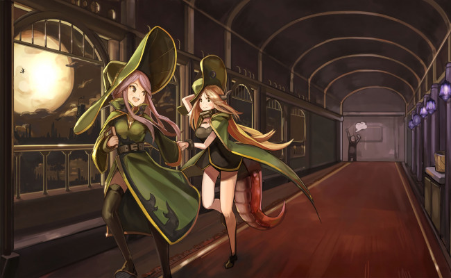 Обои картинки фото аниме, животные,  существа, девушки, взгляд, фон