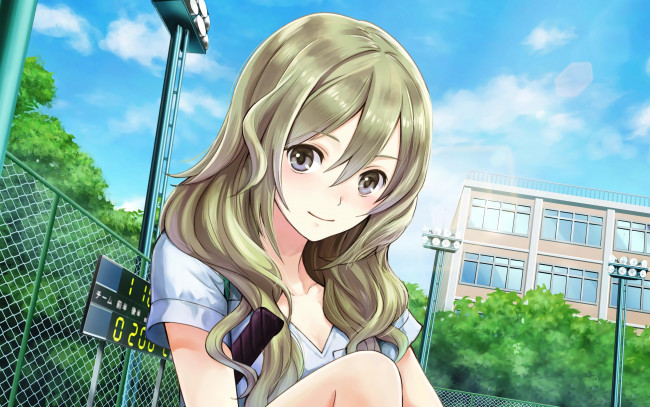 Обои картинки фото аниме, unknown,  другое, девушка, фон, взгляд