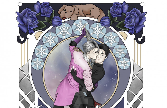 Обои картинки фото аниме, yuri on ice, арт, юри, катсуки, виктор, никифоров, юрий, на, льду, yuri, on, ice