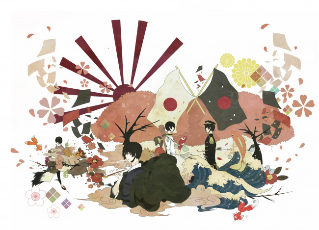 Обои картинки фото аниме, hetalia,  axis powers, парни