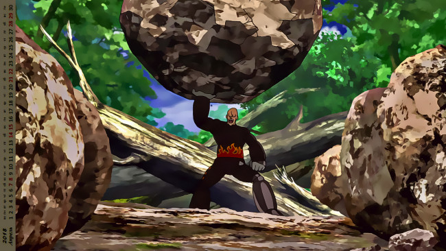 Обои картинки фото календари, аниме, существо, камень