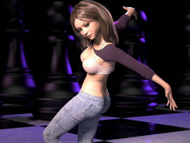 Обои картинки фото 3д графика, люди , people, фон, взгляд, девушка