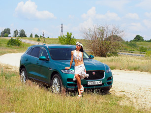 обоя автомобили, -авто с девушками, jaguar, f-pace, wild, cat