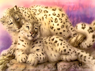 обоя календари, рисованные,  векторная графика, животное, двое, барс, ирбис, calendar, 2020