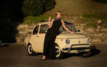 обоя автомобили, -авто с девушками, fiat, 500