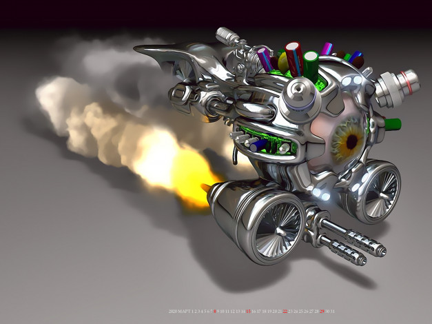 Обои картинки фото календари, фэнтези, аппарат, механизм, полет, calendar, 2020