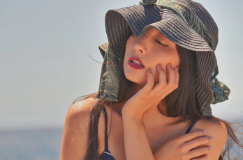 Картинка девушки -+лица +портреты шляпа лицо шатенка