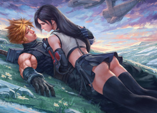 Картинка видео+игры final+fantasy+vii пара луг