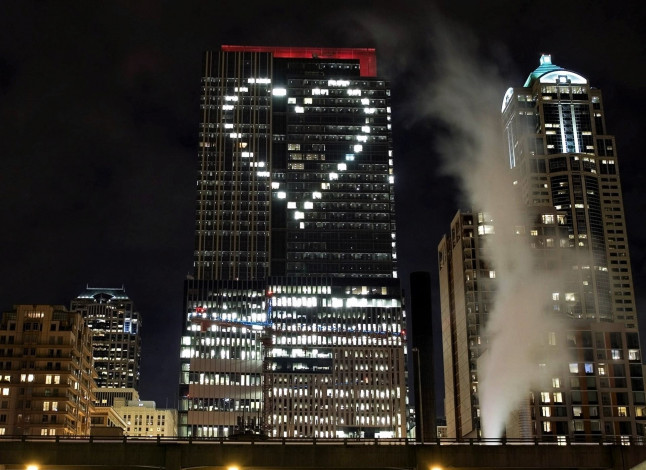 Обои картинки фото города, - огни ночного города, дома, огни, сердечко