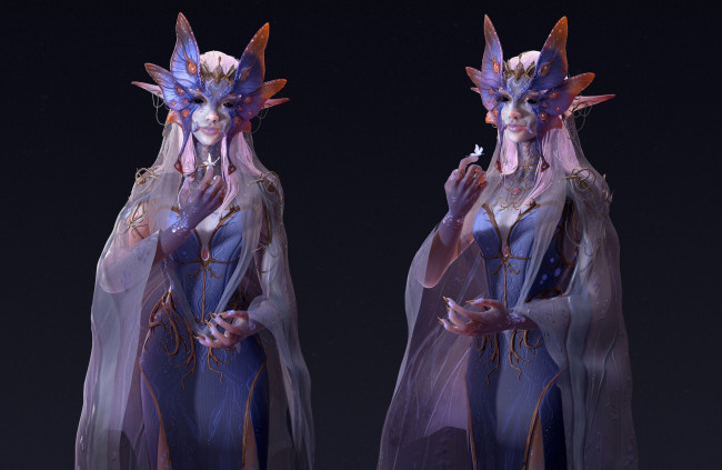 Обои картинки фото фэнтези, существа, женщина, бабочка, ракурсы