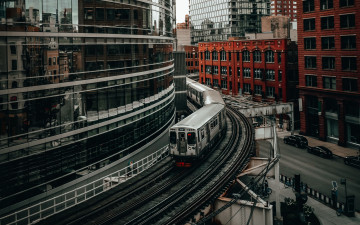 обоя города, чикаго , сша, небоскребы, метро, автор, christopher, alvarenga