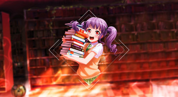 Картинка аниме unknown +другое+ девушка книги библиотека