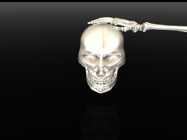 Обои картинки фото 3д, графика, horror, ужас, череп, рука