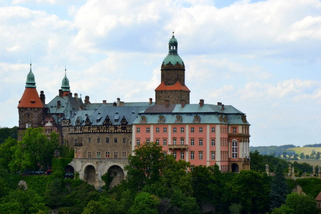 Обои картинки фото замок, ксёнж, польша, города, дворцы, замки, крепости