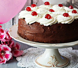 Картинка еда торты вишни крем