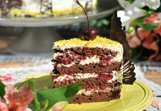 Картинка еда торты кусок вишня