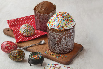 Картинка праздничные пасха куличи крашенки яйца