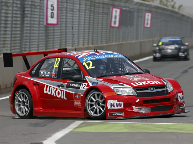 Обои картинки фото спорт, автоспорт, lada, wtcc, 2190, 2014, granta, tc1, красная
