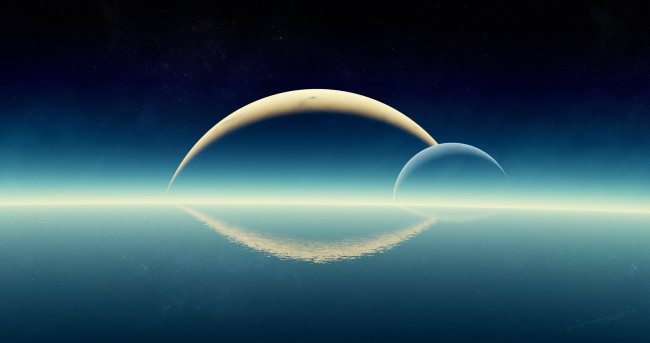 Обои картинки фото 3д графика, atmosphere , mood , атмосфера, настроения, планеты, отражение