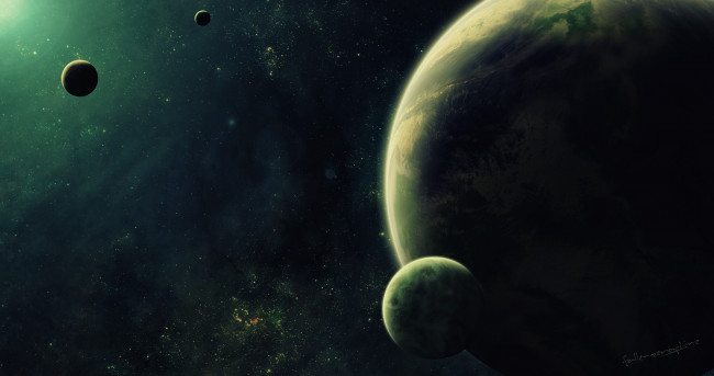 Обои картинки фото космос, арт, планеты, звезды