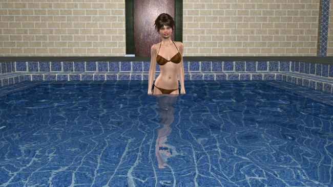Обои картинки фото 3д графика, people , люди, девушка, бассейн