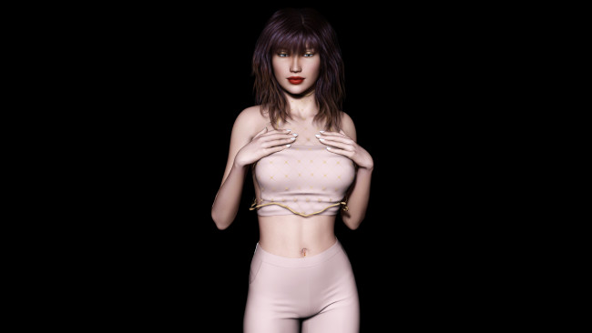 Обои картинки фото 3д графика, people , люди, взгляд, девушка, фон