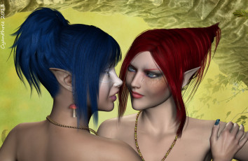 Картинка 3д+графика эльфы+ elves эльфийки взгляд фон