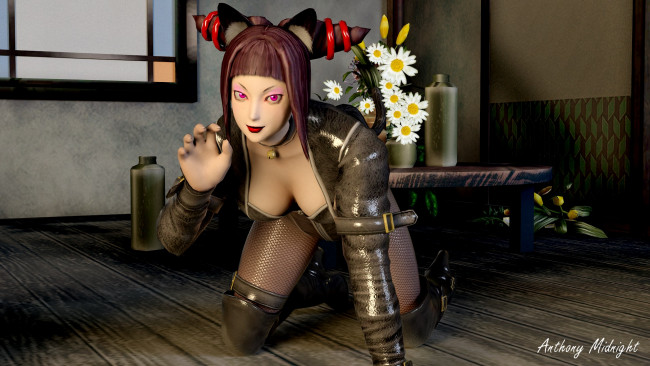 Обои картинки фото 3д графика, люди , people, фон, поза, взгляд, девушка, цветы, стол