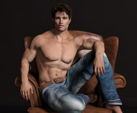 Картинка 3д+графика люди+ people парень взгляд фон