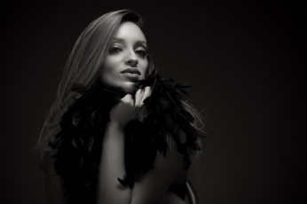 Картинка девушки -unsort+ Черно-белые+обои лицо взгляд