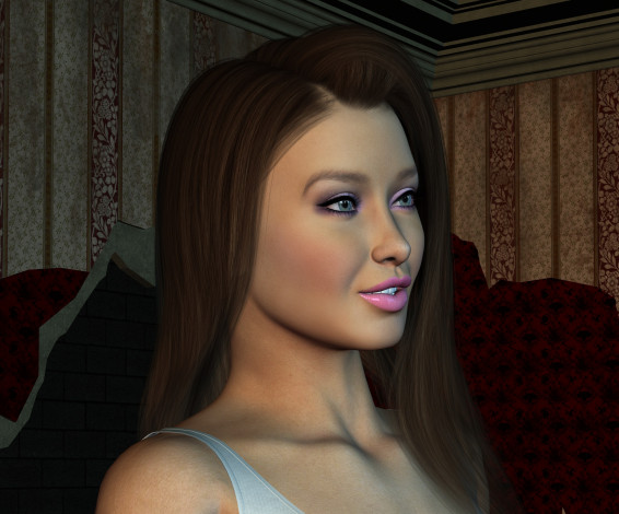 Обои картинки фото 3д графика, люди , people, взгляд, девушка, фон