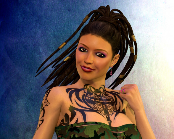 Обои картинки фото 3д графика, люди , people, фон, взгляд, девушка