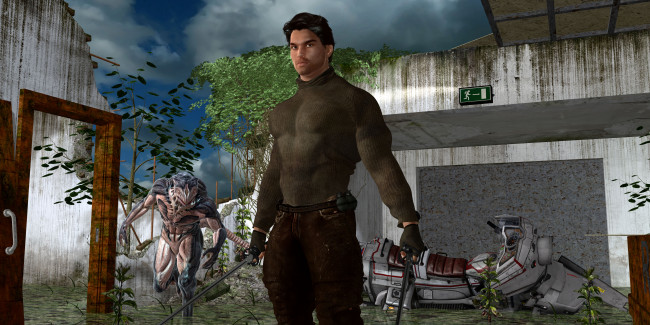 Обои картинки фото 3д графика, фантазия , fantasy, существо, фон, взгляд, мужчина