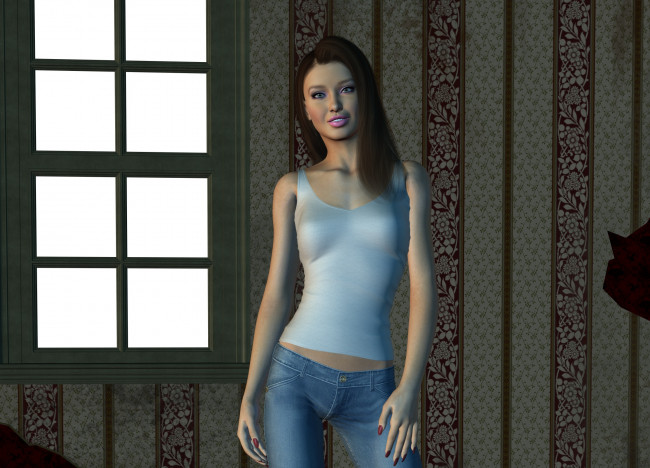 Обои картинки фото 3д графика, люди , people, фон, взгляд, девушка