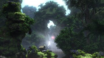 Картинка 3д+графика природа+ nature лес домик