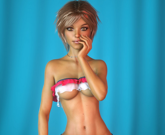 Обои картинки фото 3д графика, люди , people, фон, взгляд, девушка