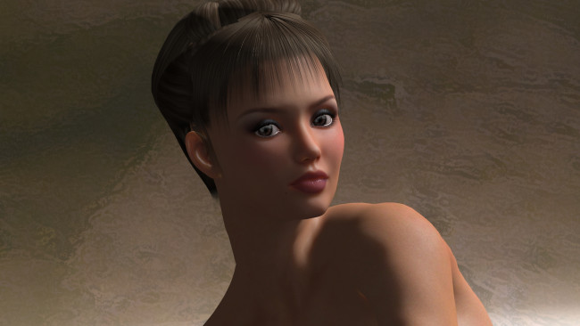 Обои картинки фото 3д графика, портрет , portraits, взгляд, фон, девушка