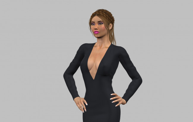 Обои картинки фото 3д графика, люди , people, взгляд, девушка, фон