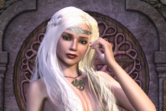 Обои картинки фото 3д графика, портрет , portraits, взгляд, девушка, блондинка, фон