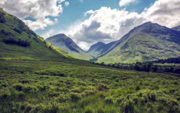 Картинка природа луга луг долина облака горы