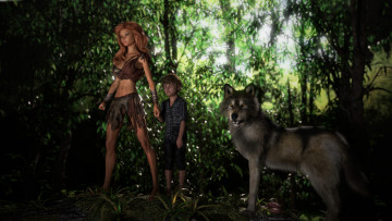 Картинка 3д+графика люди+и+животные+ people+and+animals фон взгляд девушка